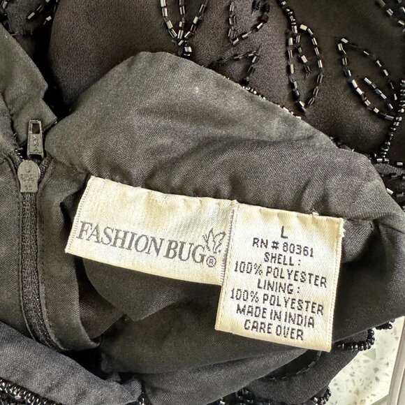 Vintage Y2K 90s Fashion Bug Shirt L Beaded Cheongsam Black Whimsygoth Asian - Picture 8 of 10